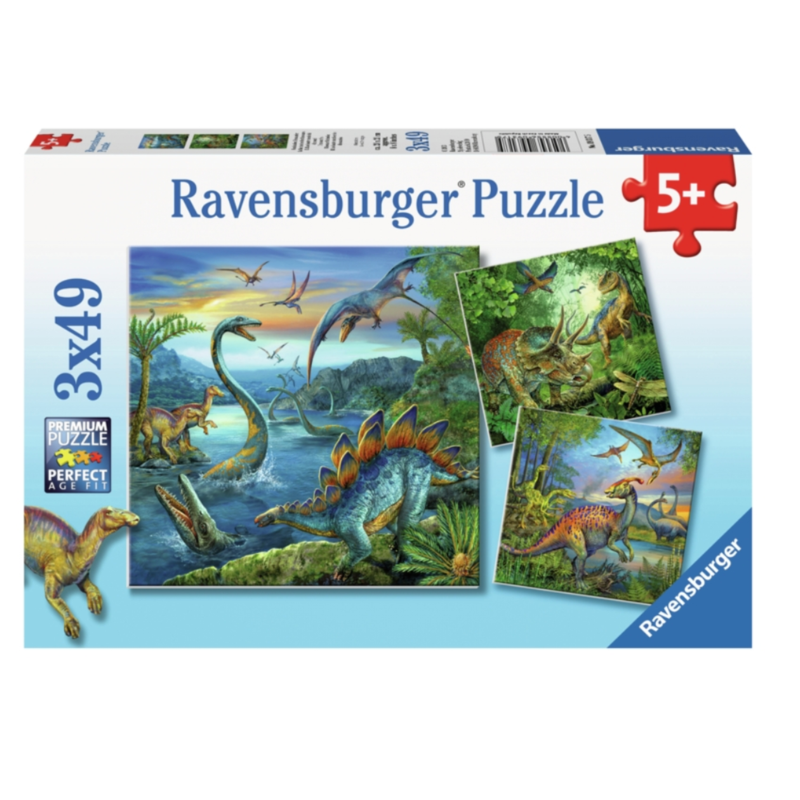 Puslespil 3x49 - Dinosaurer i junglen