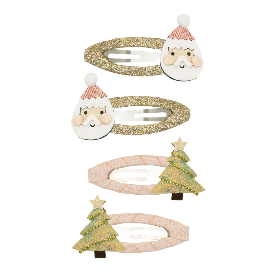 Hårclips 4 stk - Santa & tree christmas