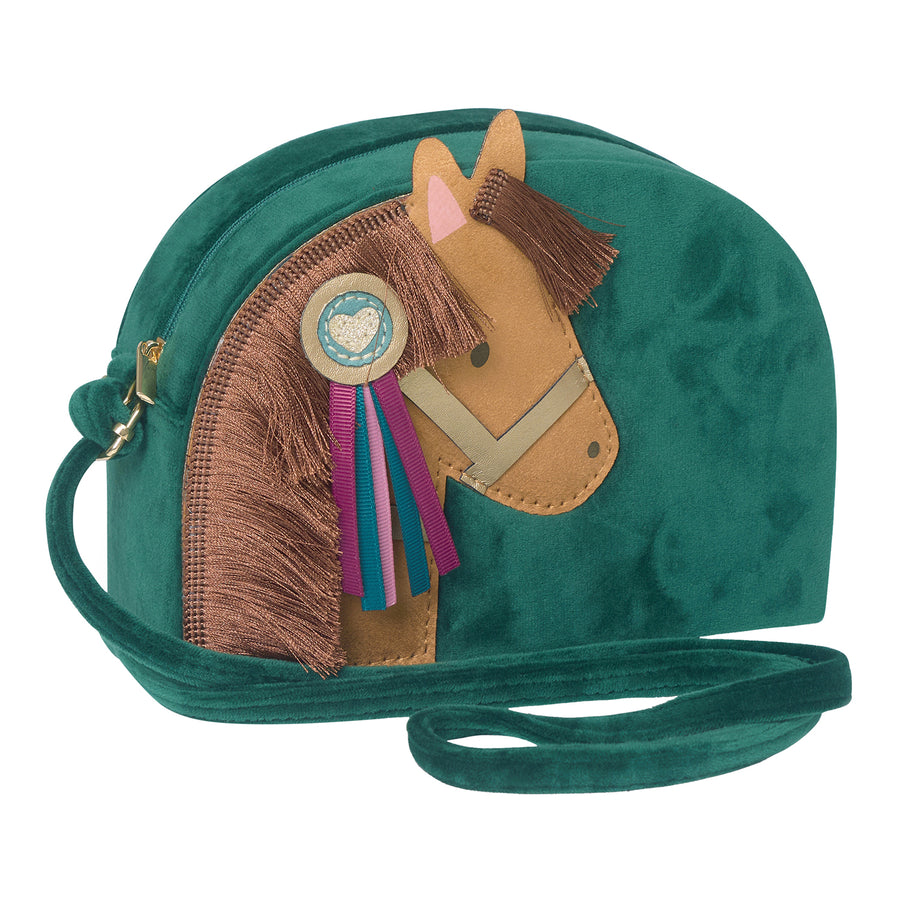 Velourtaske - Grøn med pony