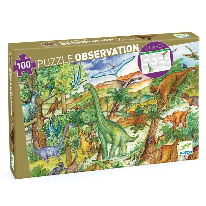 Observationspuslespil 100 brikker - Dinosaurer