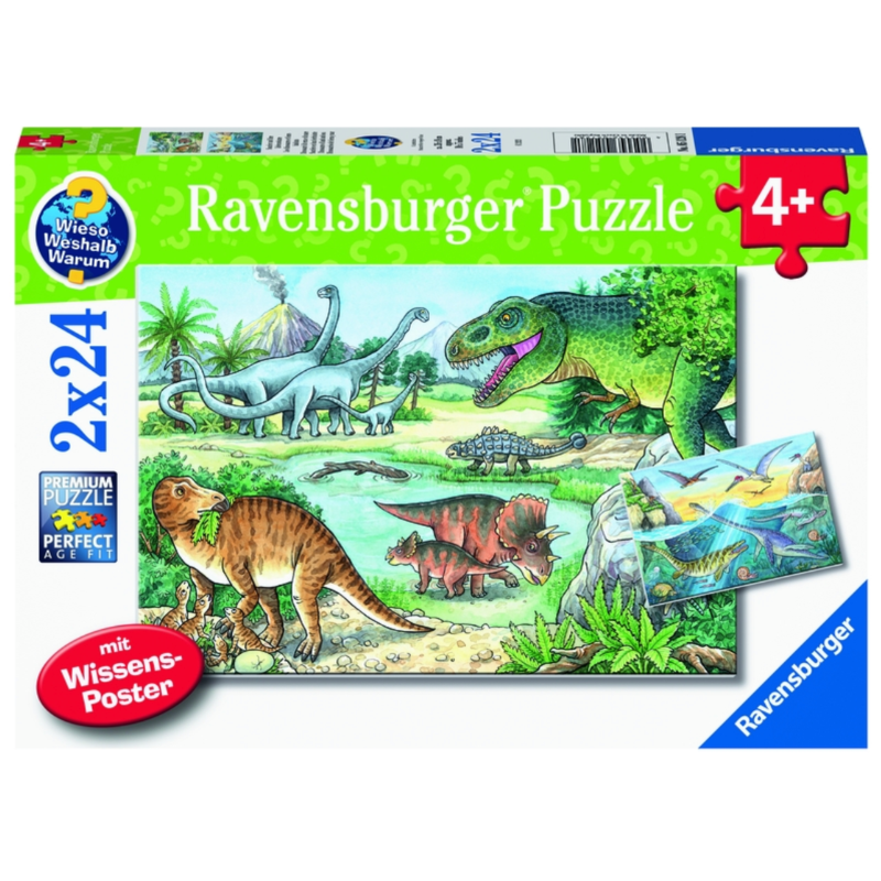 Puslespil 2x24 - Dinosaurer ved vandhullet