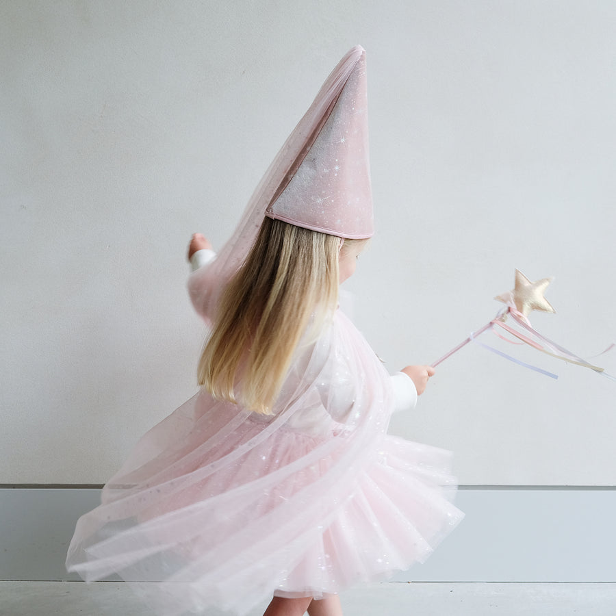 Prinsessehat - lyserød m. glimmer