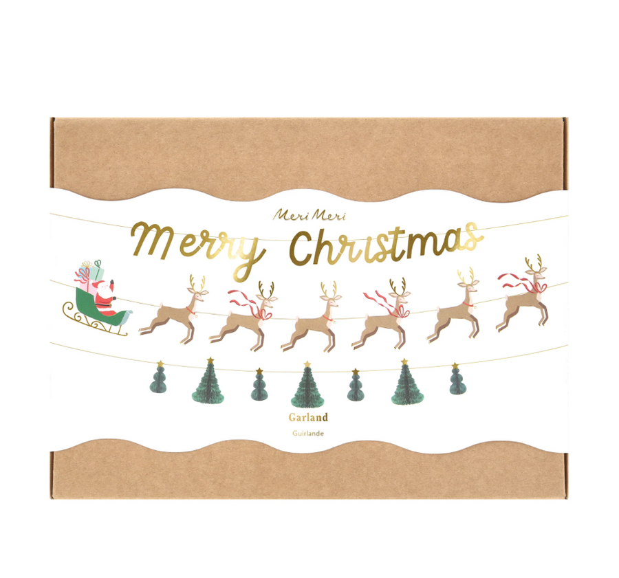 Santa, sleigh & reindeer garland