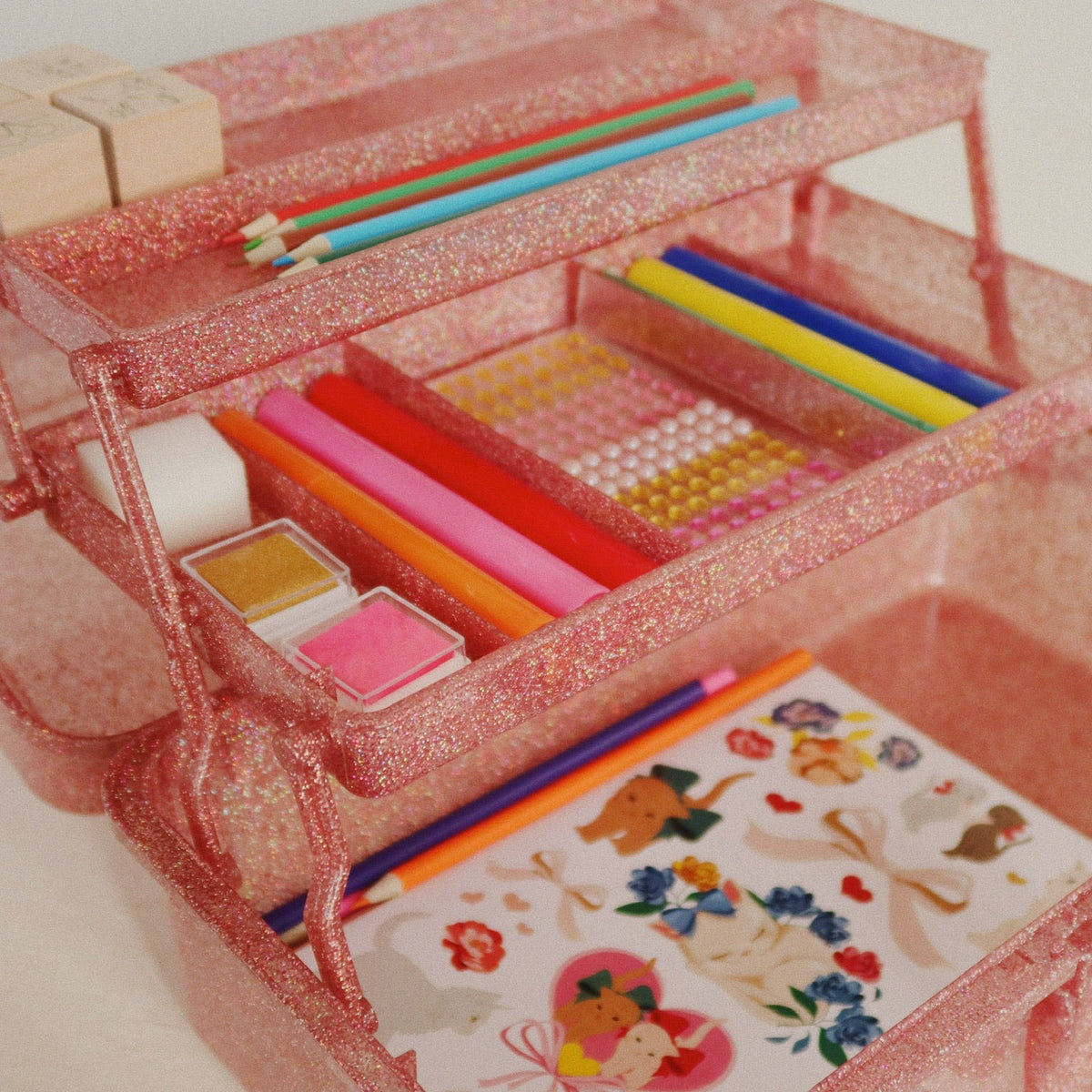 Creative art caddy - Glitter rose cherry